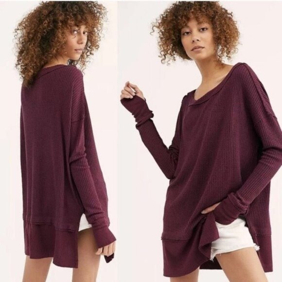 We the Free Purple Thermal Oversized Top - Picture 1 of 5